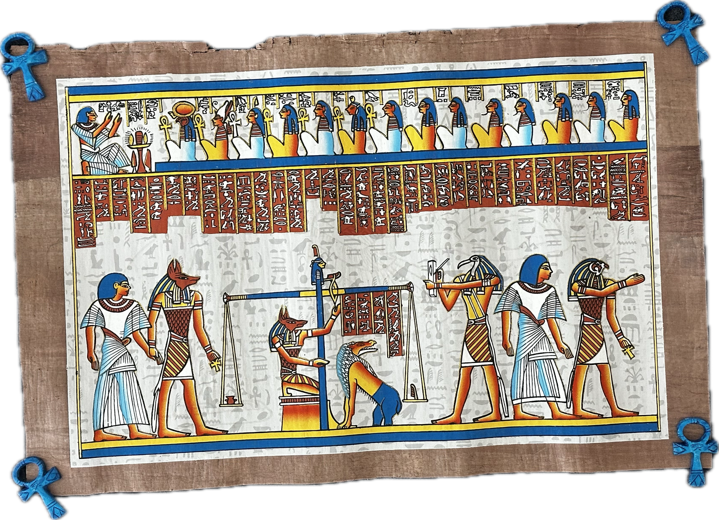 "The Judgment Hall of Osiris" – Handcrafted Egyptian Papyrus (2x1.5 ft)