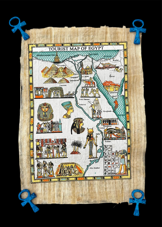 "Tourist Map of Egypt" – Handcrafted Egyptian Papyrus