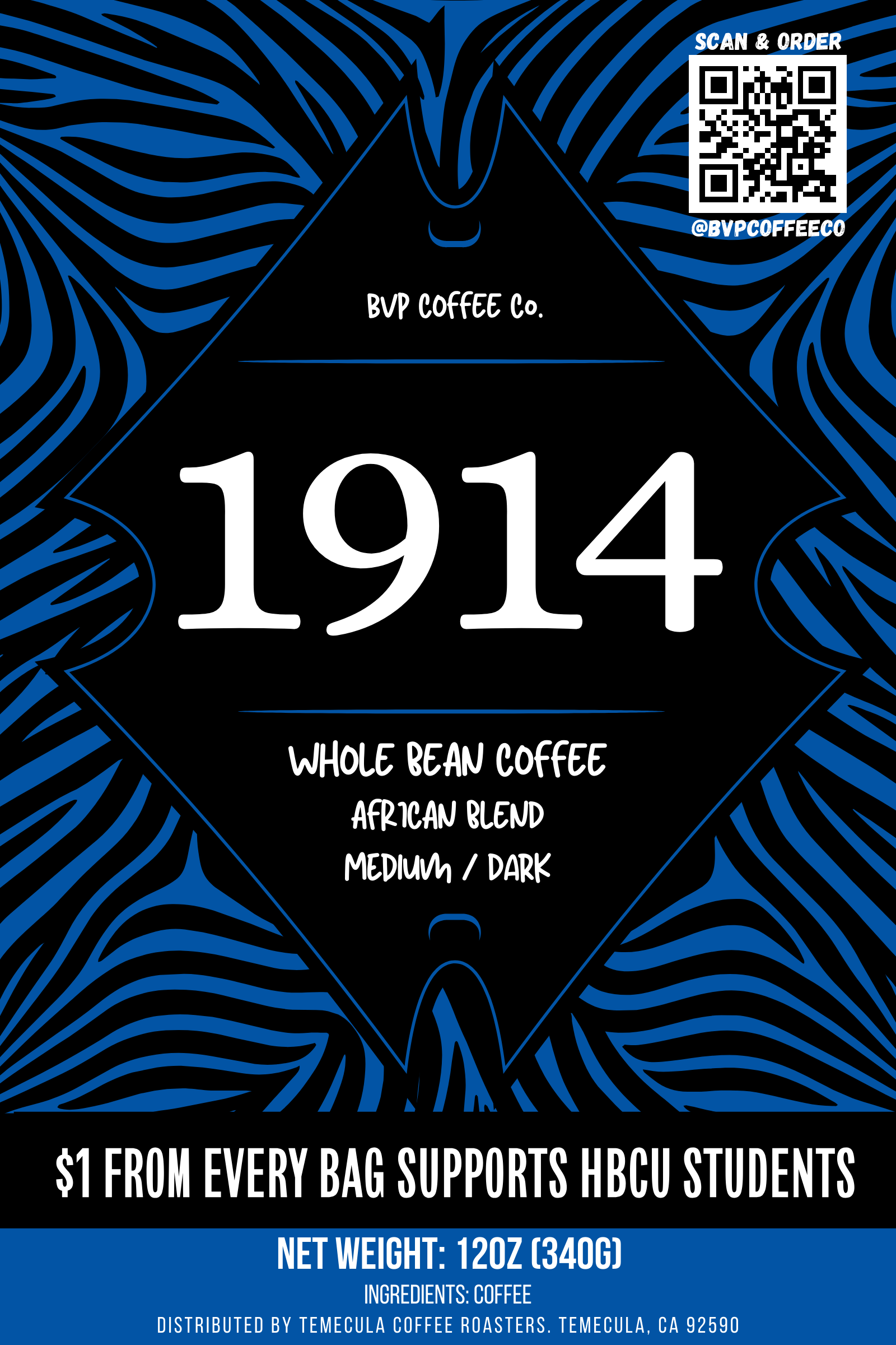 Black Fraternity Gifts | 1914 | African Blend | Whole Bean Coffee