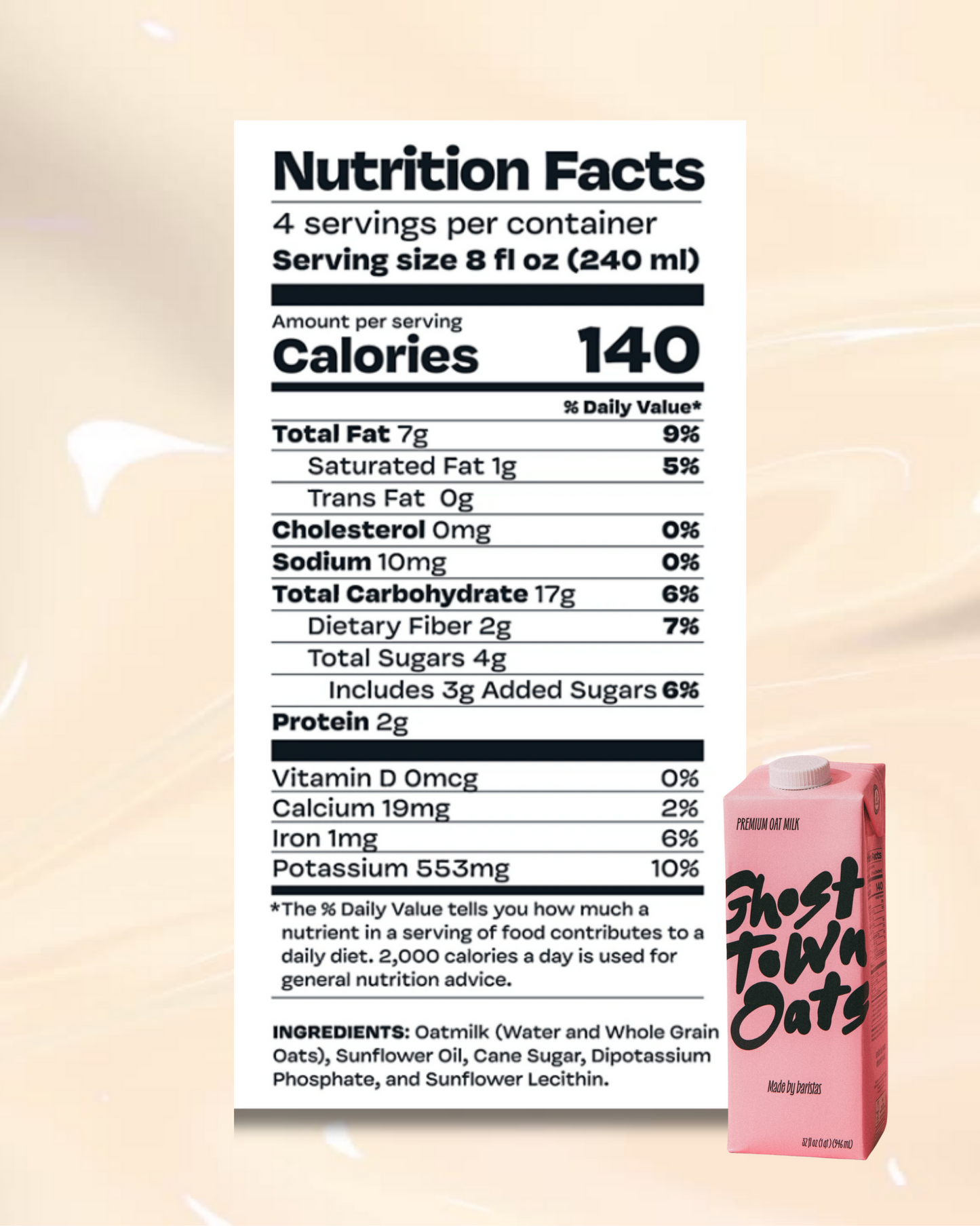 Ghost Town Oats, Premium Oat Milk, Gluten Free, Non-GMO, Vegan, 32 fl oz (Pack of 6)